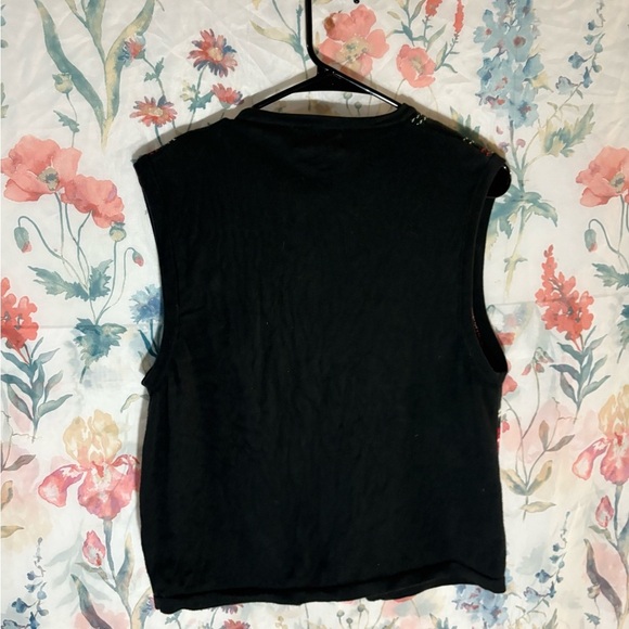 Vintage Red and Black Plaid Vest with Embroidery - Picture 9 of 11